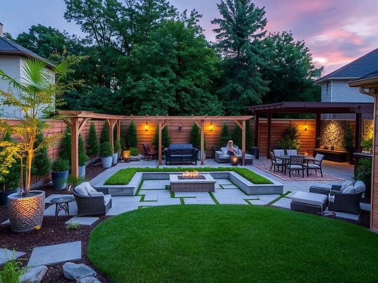 Modern Concrete Patio sidewalk backyard Guelph